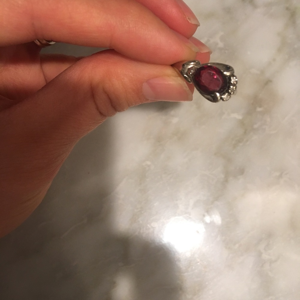 Genuine garnet and white gold